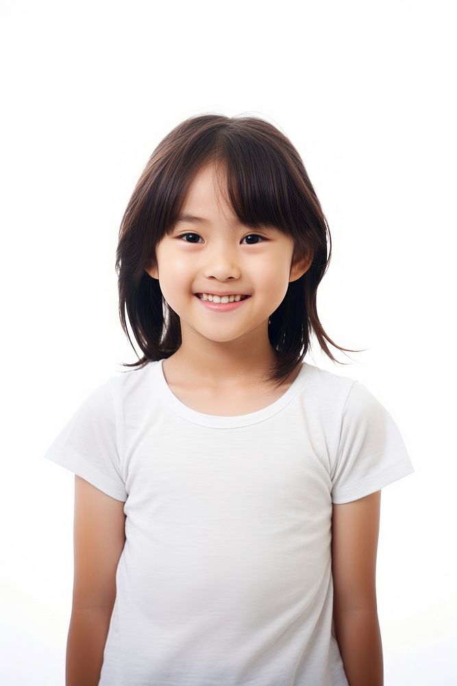 Asian girl smiling portrait t-shirt smile. AI generated Image by rawpixel.