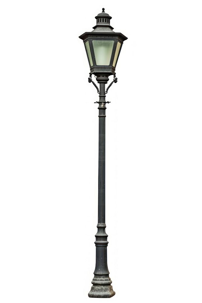 Vintage street lamp pole white background architecture illuminated. AI generated Image by rawpixel.