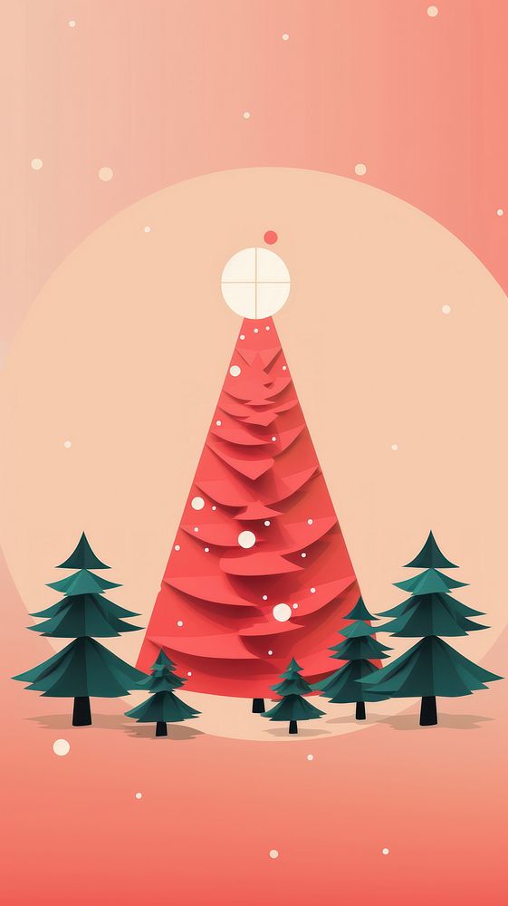 Christmas wallpaper plant tree illuminated. AI generated Image by rawpixel.