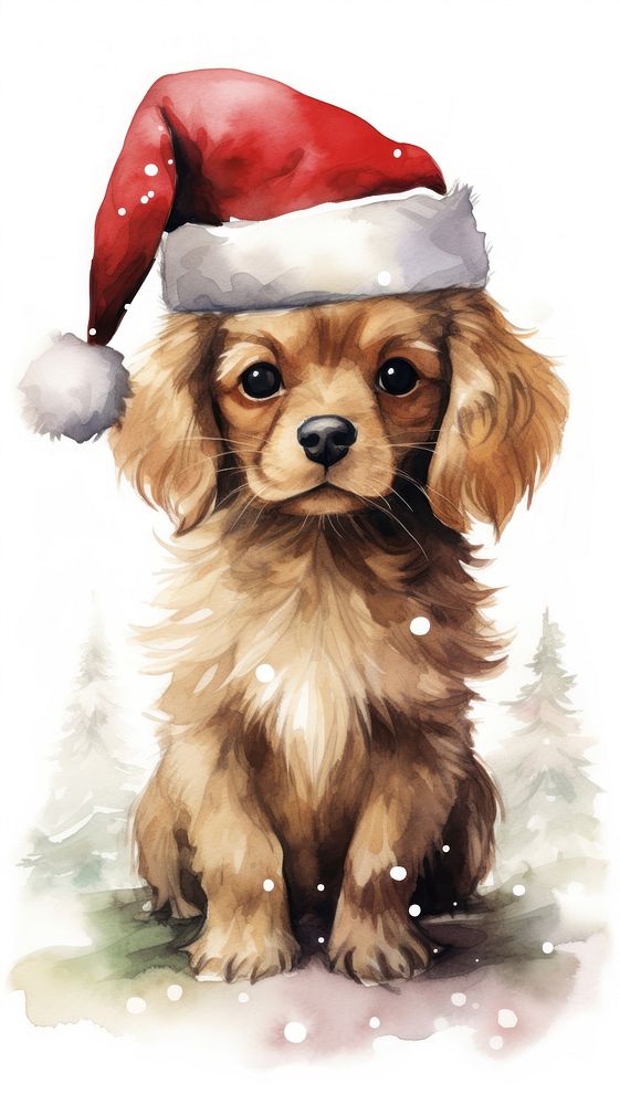 Christmas dog phone wallpaper mammal animal puppy. AI generated Image by rawpixel.