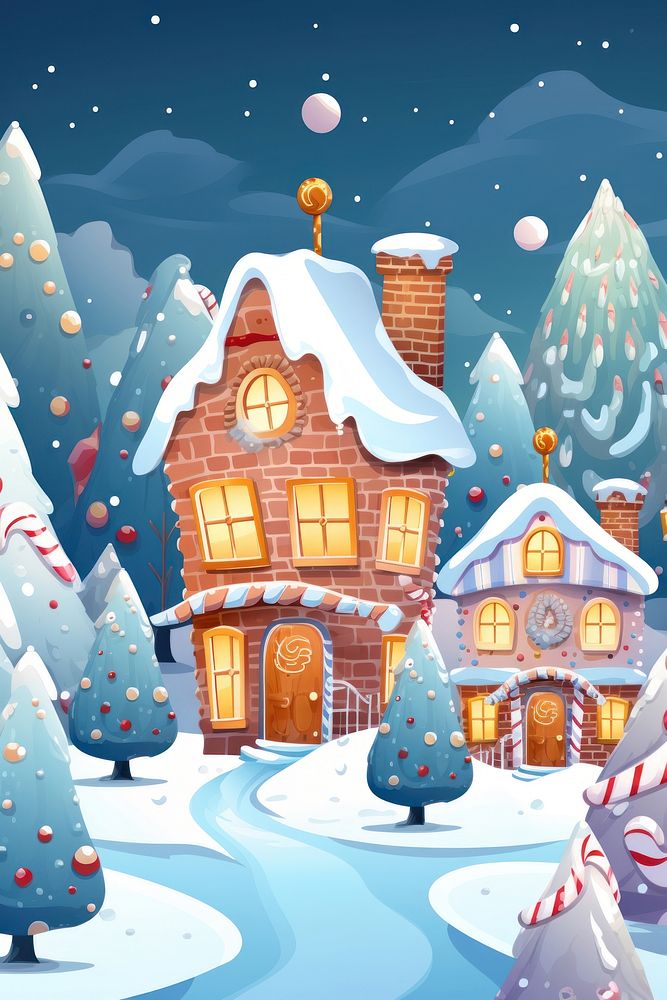 Christmas festive christmas outdoors cartoon. AI generated Image by rawpixel.