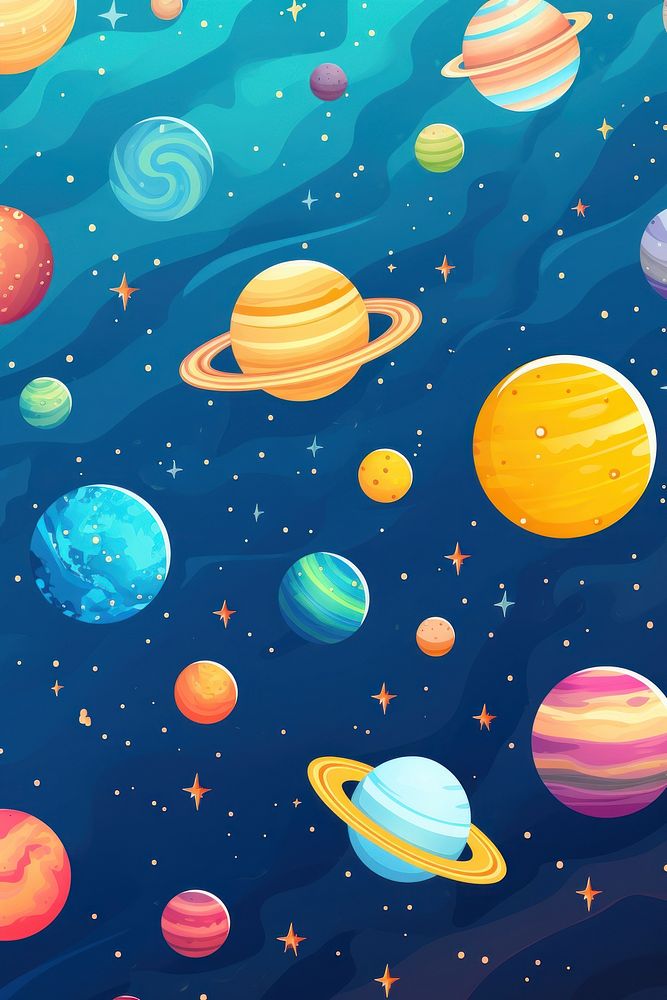 Cute wallpaper planet space backgrounds. AI generated Image by rawpixel.