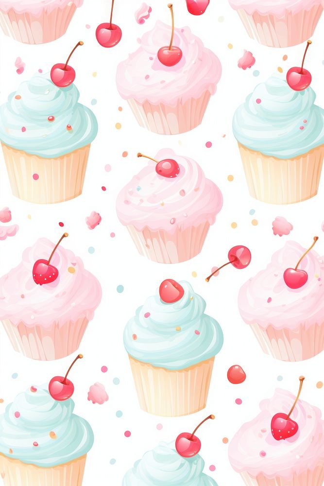 Cute wallpaper cupcake backgrounds dessert. AI generated Image by rawpixel.