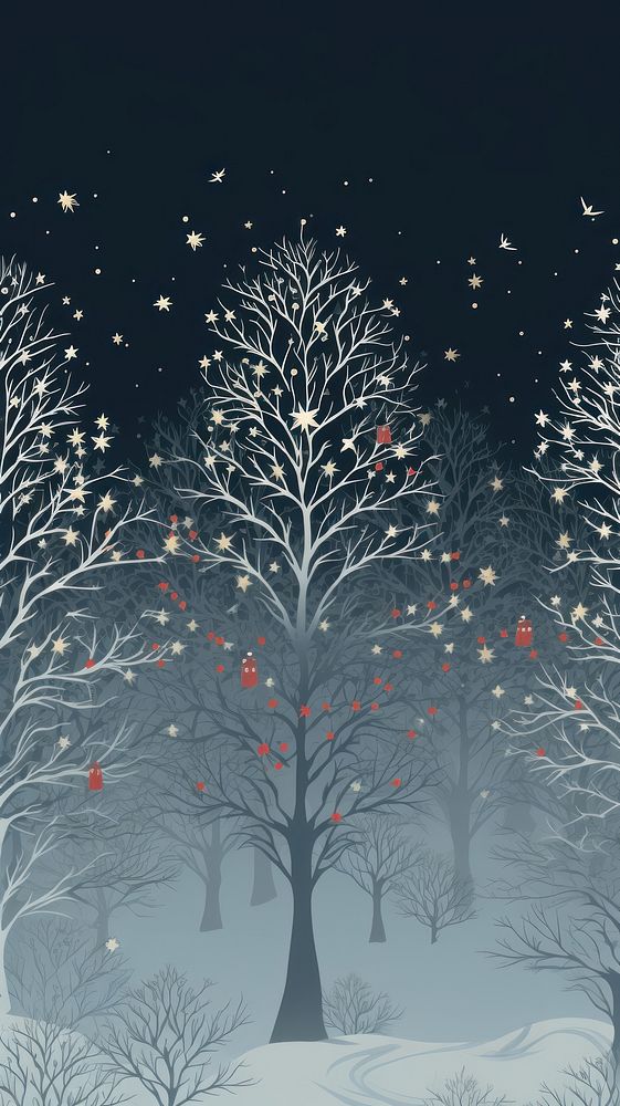 Christmas wallpaper outdoors nature winter. AI generated Image by rawpixel.