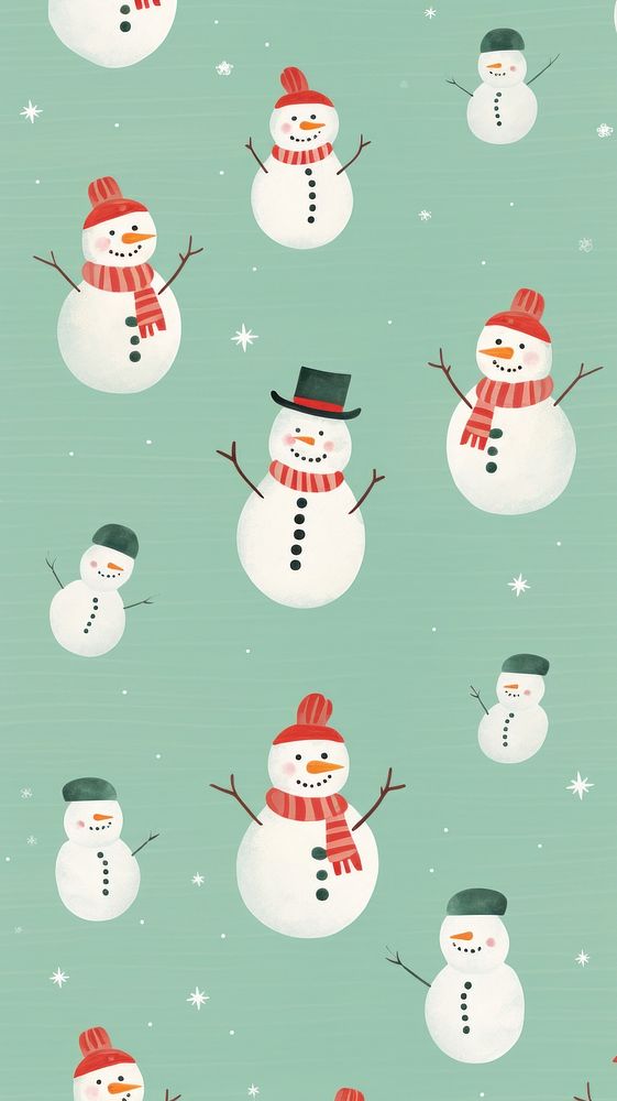Christmas snowman pattern wallpaper backgrounds winter representation. AI generated Image by rawpixel.