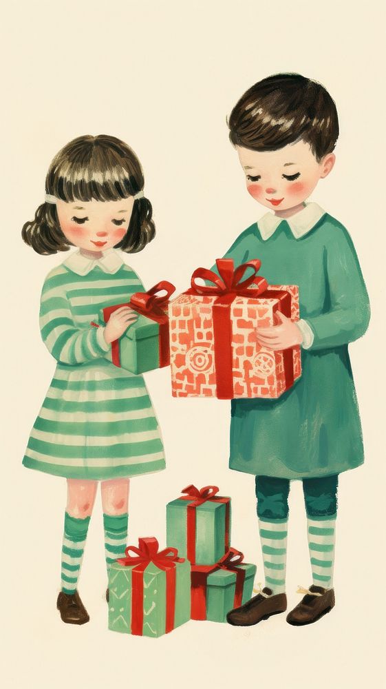 Christmas cute gift girl. AI generated Image by rawpixel.