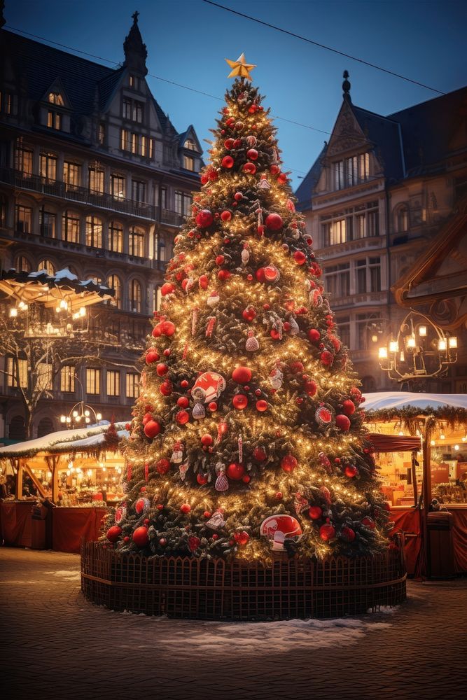 Christmas tree christmas market christmas market. AI generated Image by rawpixel.