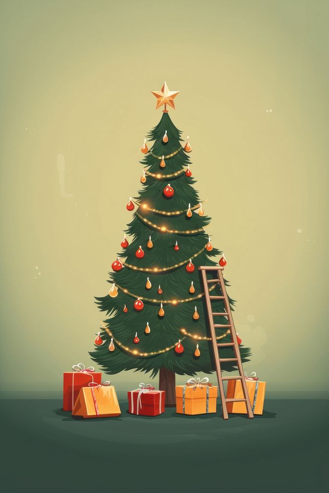 Christmas tree plant gift illuminated. AI generated Image by rawpixel.