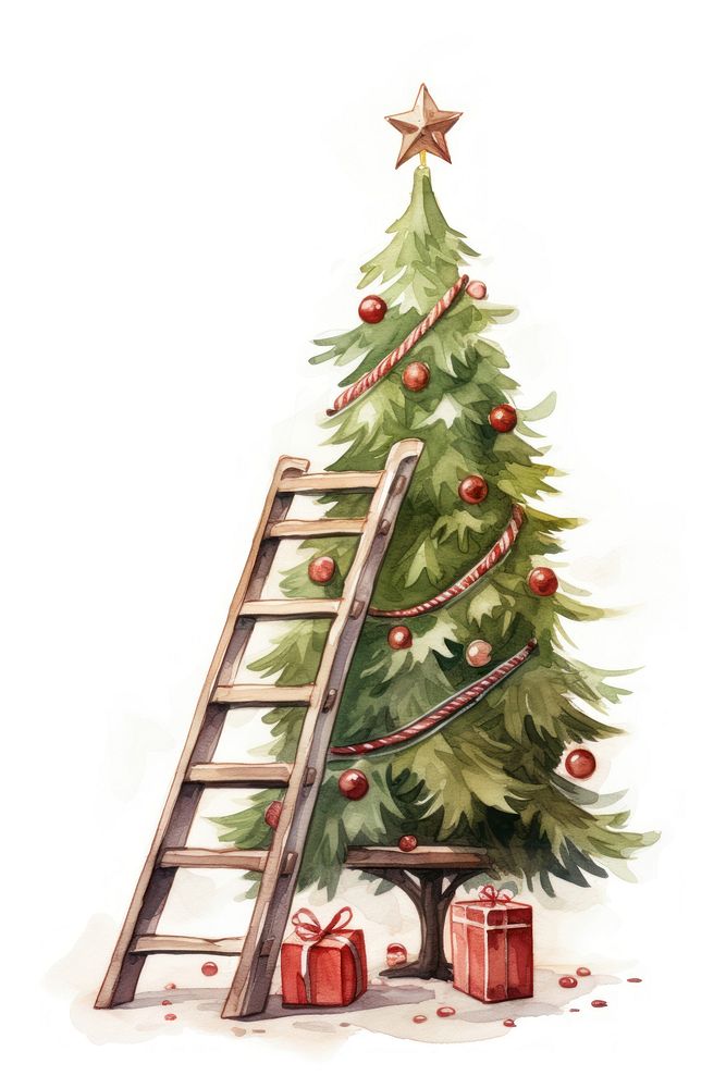 Christmas tree cartoon ladder plant. 