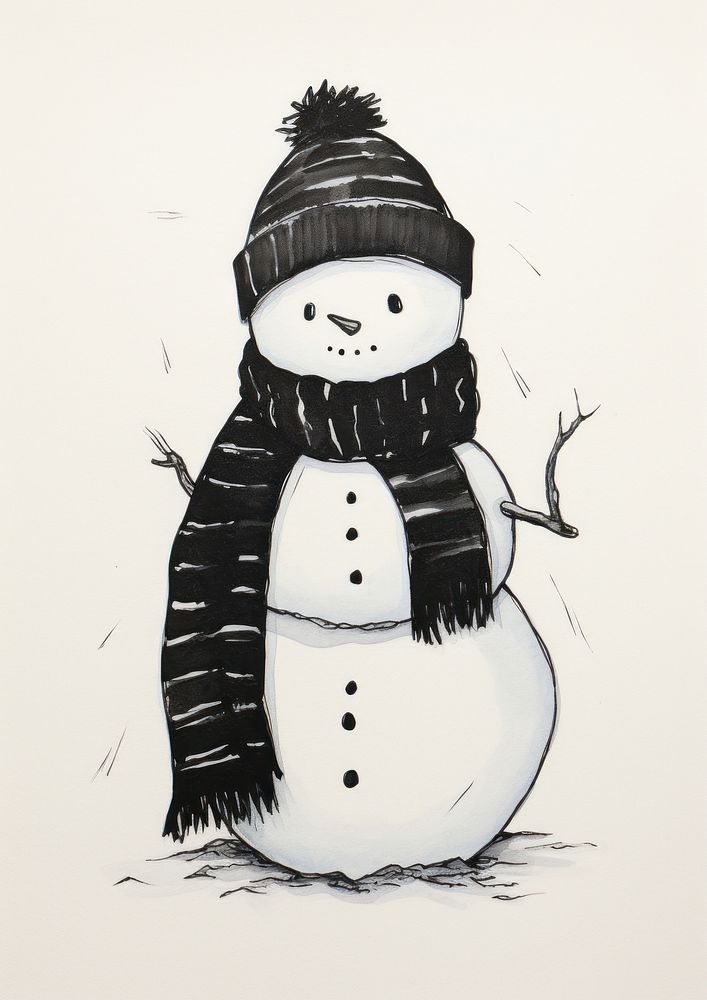 A cute white snowman winter anthropomorphic representation. AI generated Image by rawpixel.