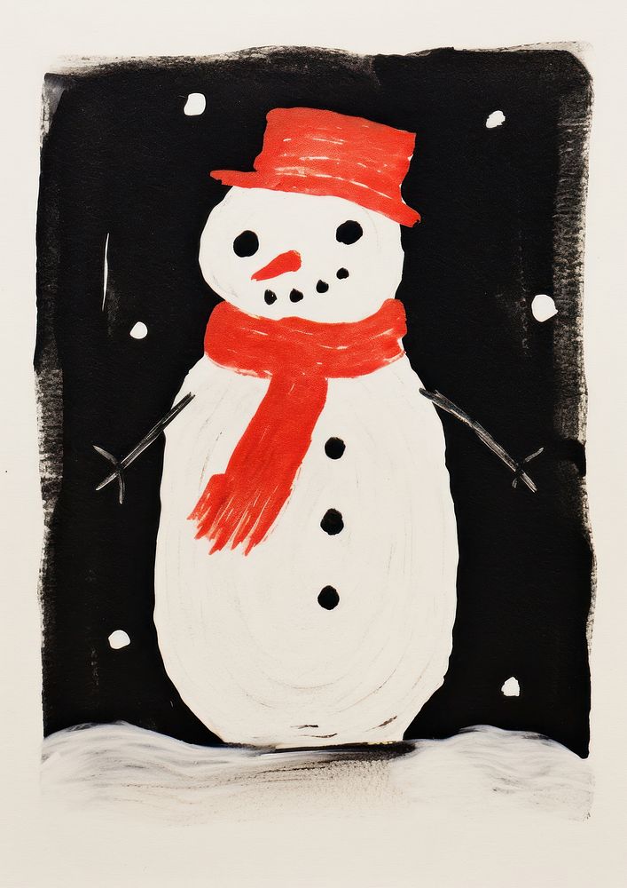 A cute white snowman winter red anthropomorphic. AI generated Image by rawpixel.