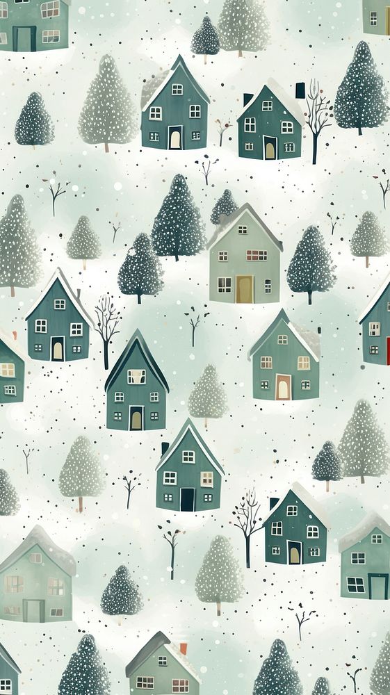 A small house pattern winter tree. AI generated Image by rawpixel.