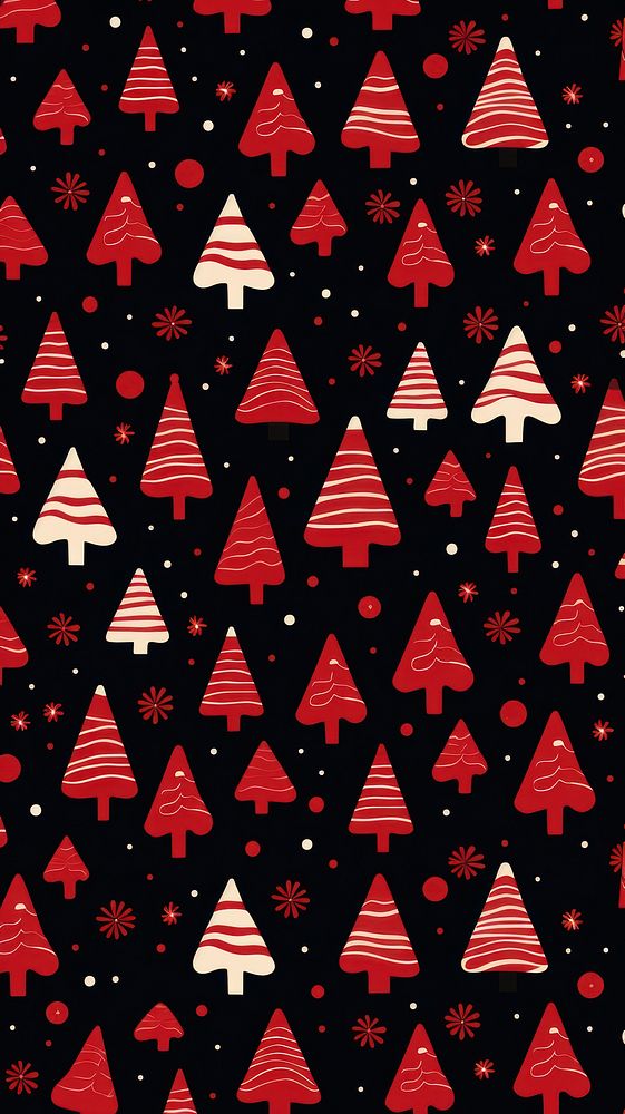 Doodle Christmas tree pattern christmas red. AI generated Image by rawpixel.