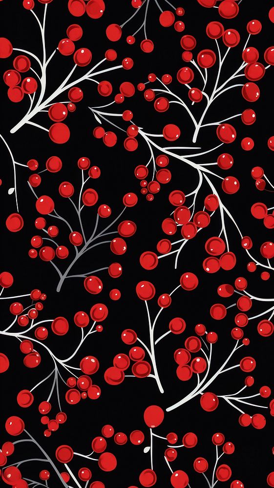 Pastel holly berries pattern cherry plant. AI generated Image by rawpixel.