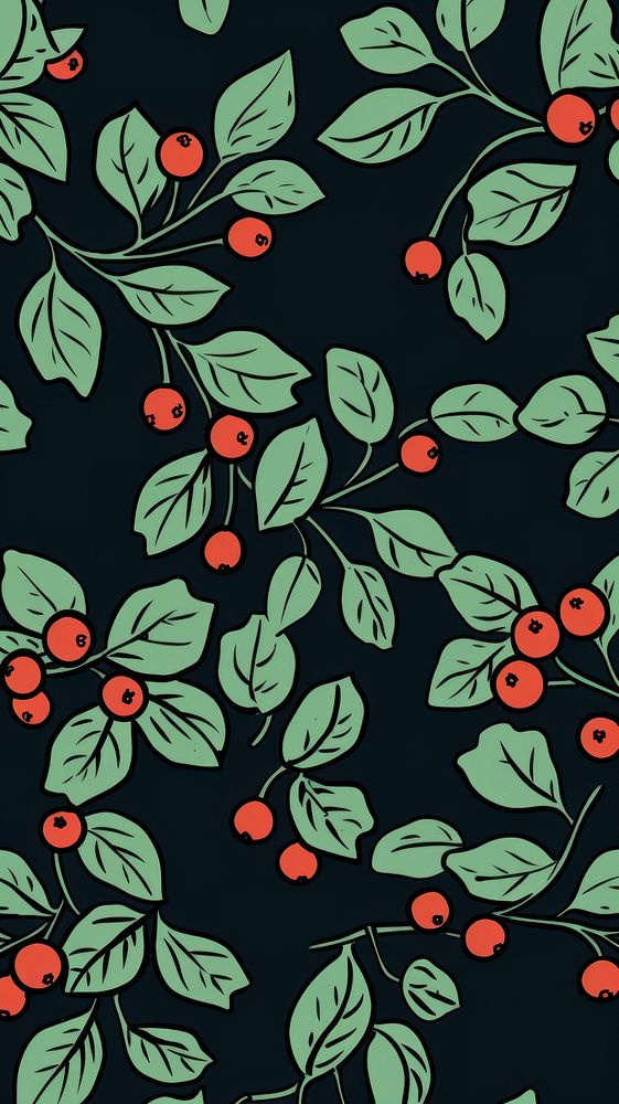 Pastel holly berries pattern plant green. AI generated Image by rawpixel.
