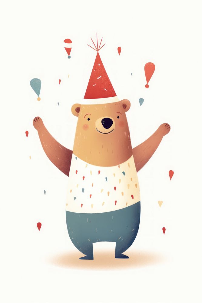 Bear dancing party hat representation. AI generated Image by rawpixel.