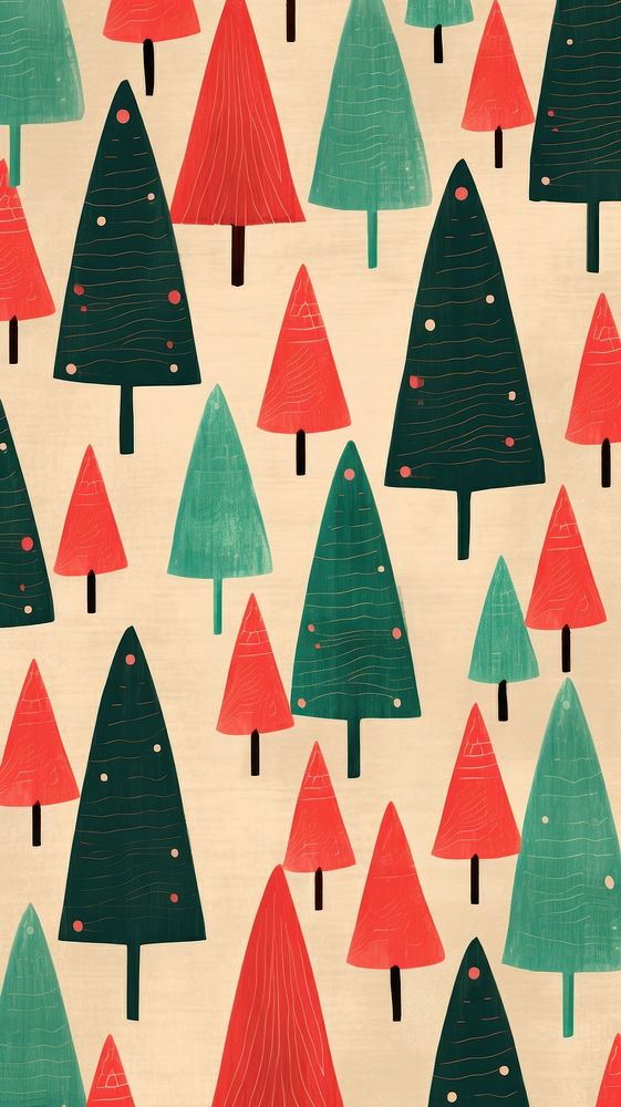 Christmas tree pattern green red. AI generated Image by rawpixel.