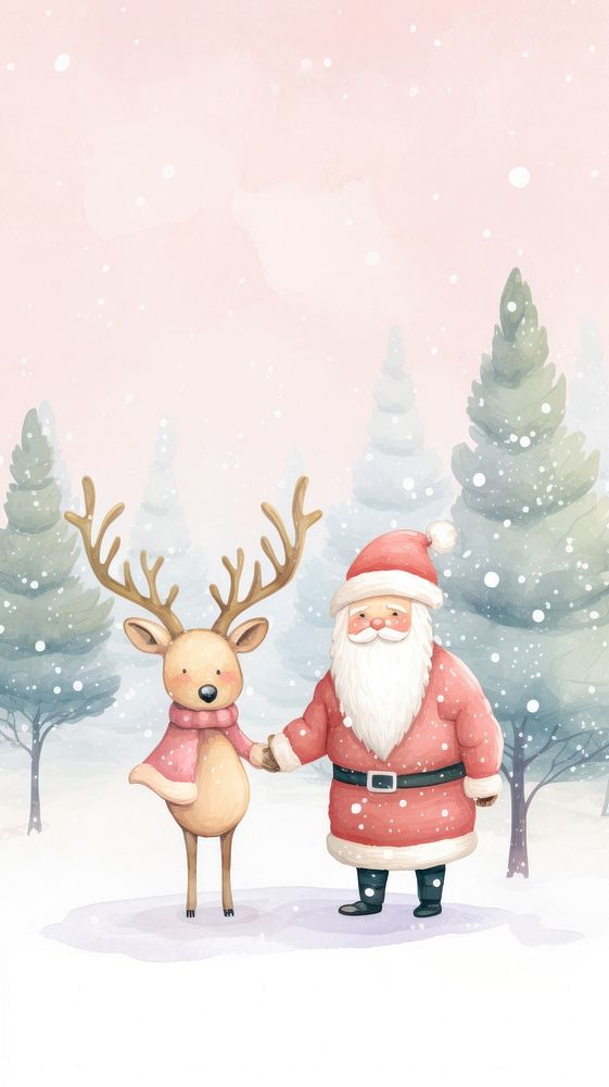 Illustrated christmas outdoors drawing. AI generated Image by rawpixel.