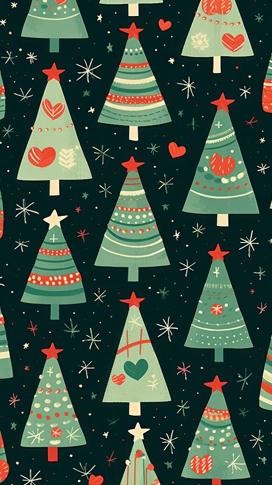 Christmas pattern tree christmas tree. AI generated Image by rawpixel.