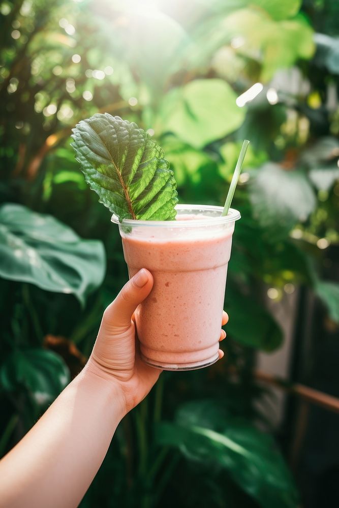 Smoothie holding drink plant. AI generated Image by rawpixel.