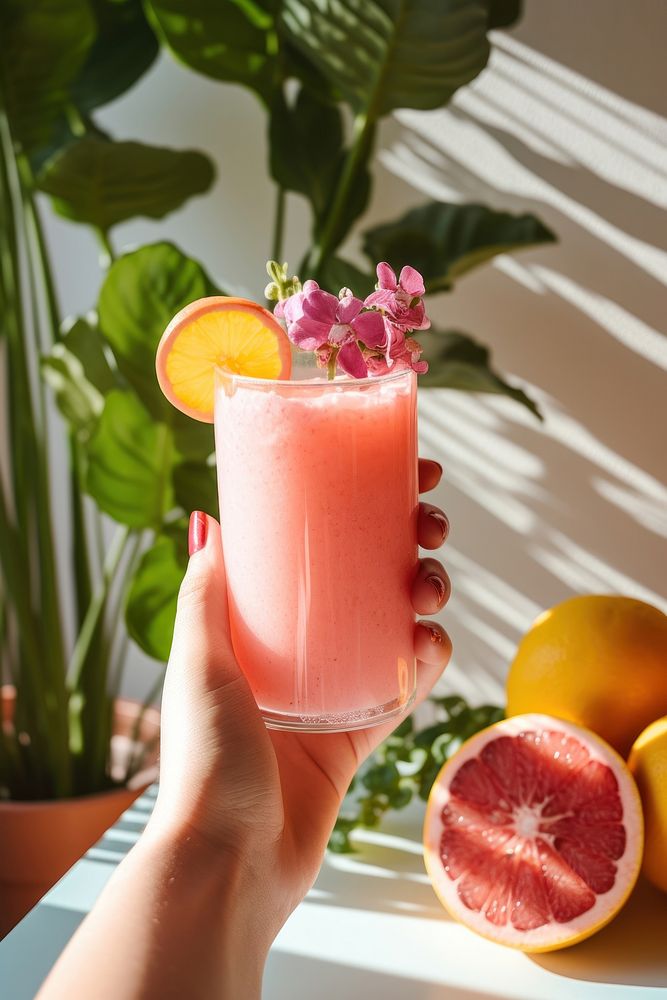 Smoothie grapefruit holding juice. AI generated Image by rawpixel.