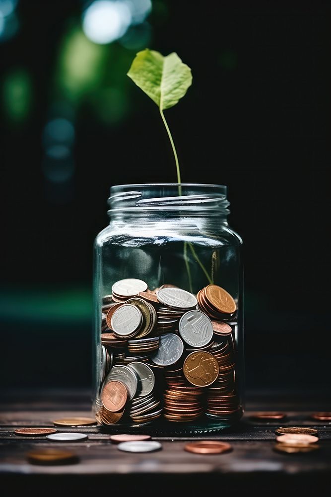 Coin money jar investment. AI Free Photo rawpixel