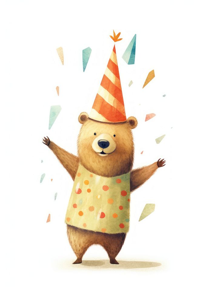 Bear dancing party cute hat. AI generated Image by rawpixel.