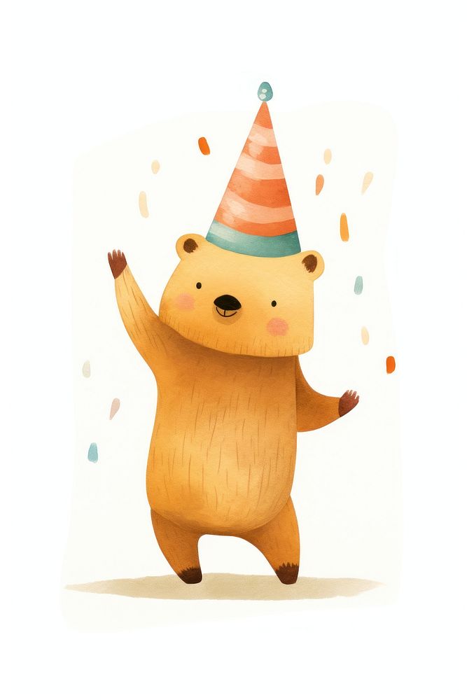 Bear dancing party cute hat. AI generated Image by rawpixel.