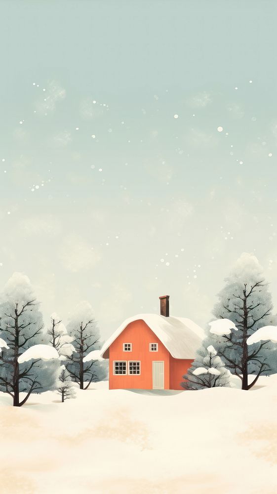 A small house winter snow tree. AI generated Image by rawpixel.
