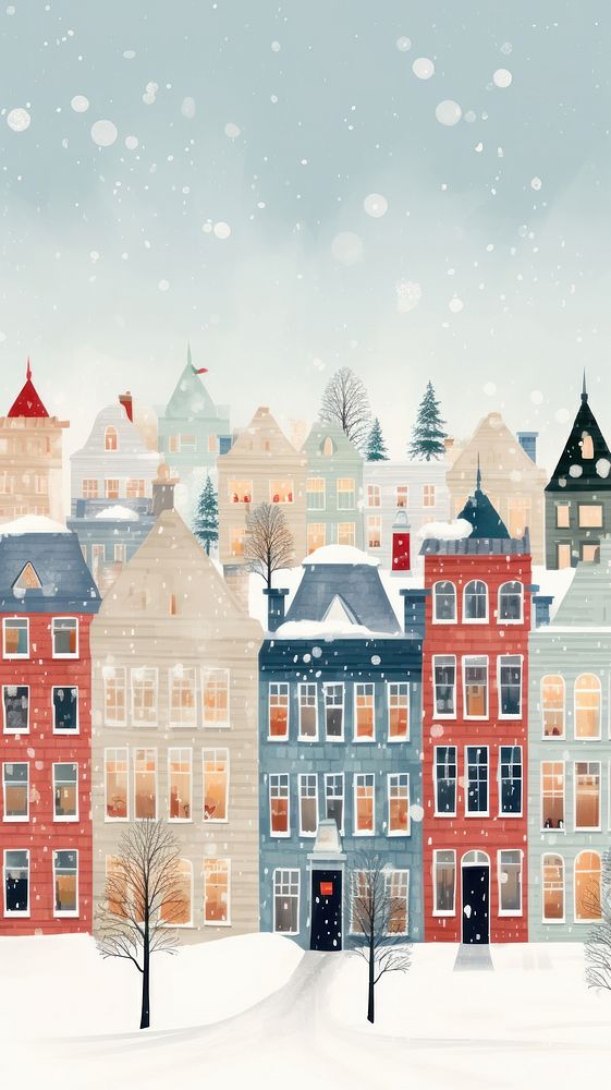 British buildings snow architecture christmas. AI generated Image by rawpixel.