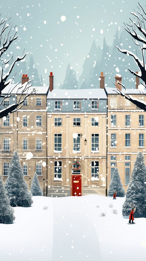 British buildings snow outdoors winter. AI generated Image by rawpixel.
