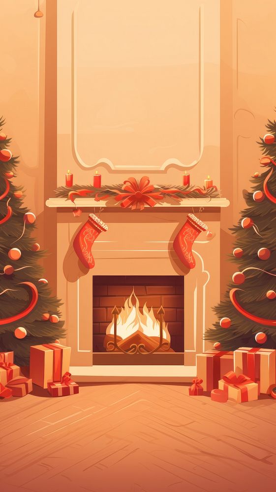 Fireplace christmas hearth architecture. AI generated Image by rawpixel.