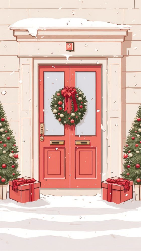 Red door christmas building gift. AI generated Image by rawpixel.