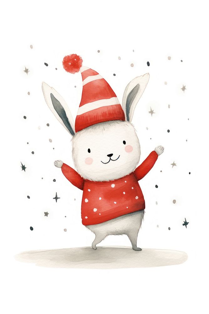 Rabbit dancing cute white background representation. AI generated Image by rawpixel.