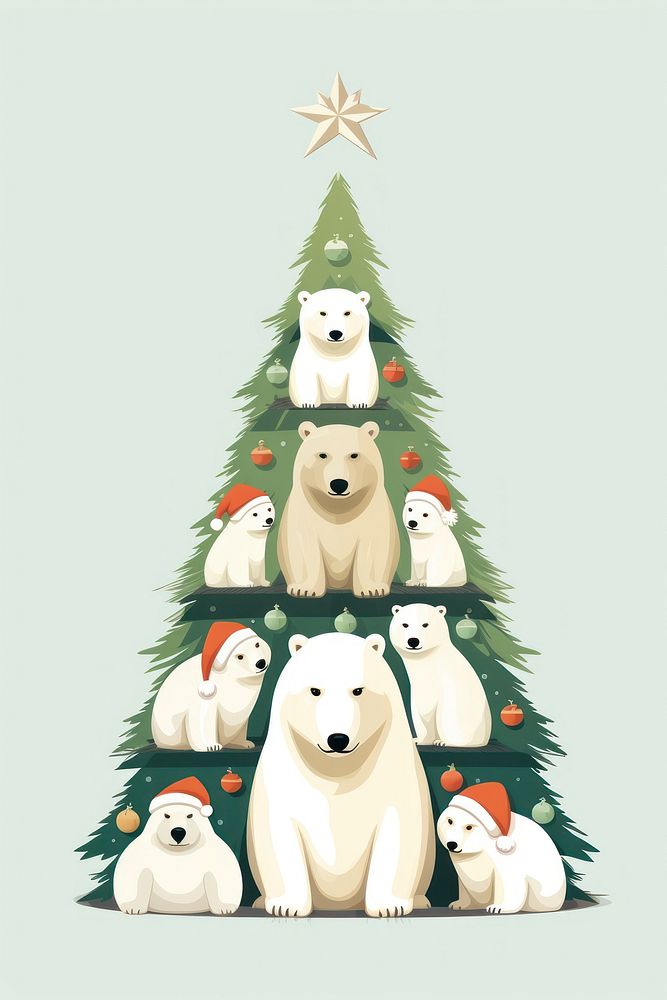 PNG Christmas tree bear cartoon mammal. AI generated Image by rawpixel.