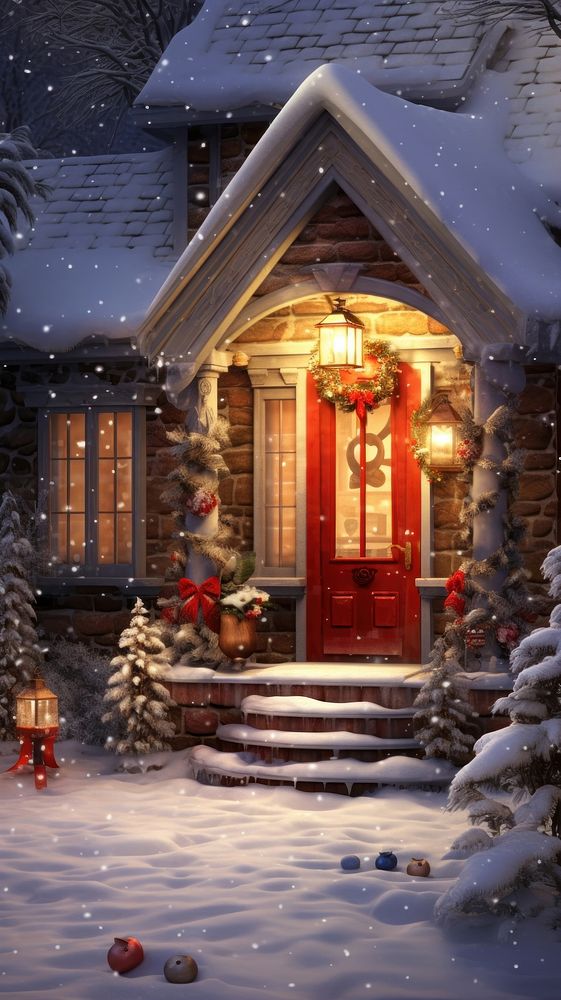 Christmas exterior house architecture building night. AI generated Image by rawpixel.