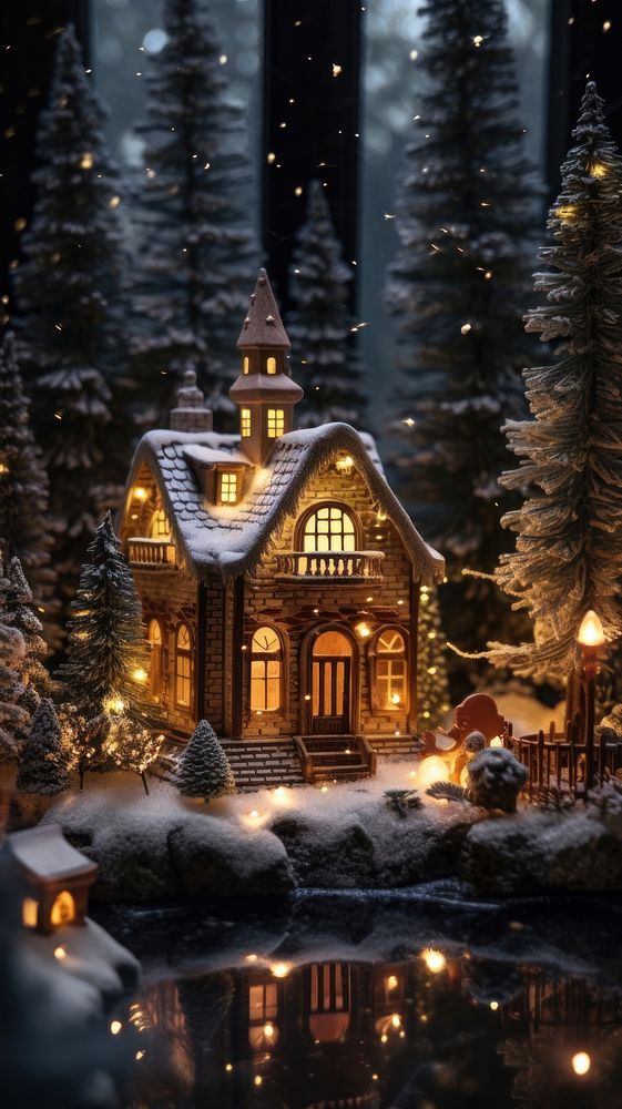 Christmas tiny house architecture building light. AI generated Image by rawpixel.