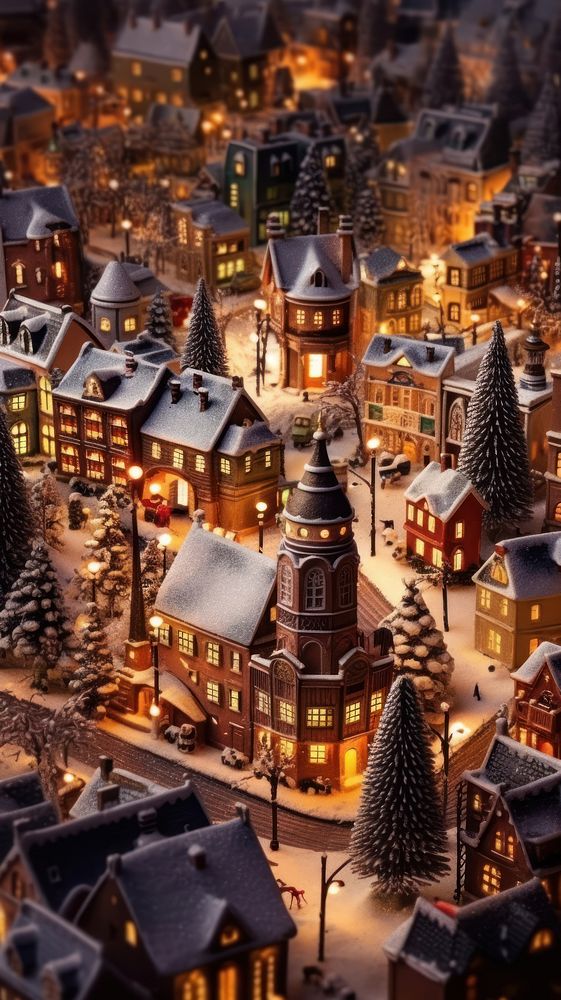Christmas town outdoors night city. AI generated Image by rawpixel.