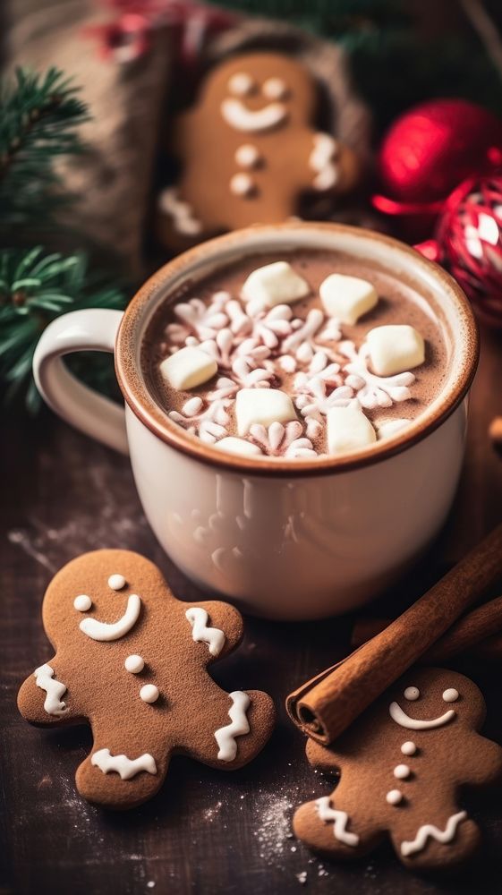 Cups hot chocolates decoration christmas | Free Photo - rawpixel
