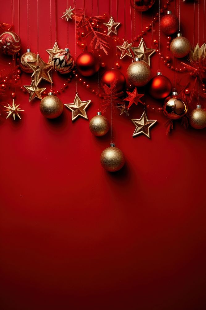 Red background christmas backgrounds decoration. AI generated Image by rawpixel.