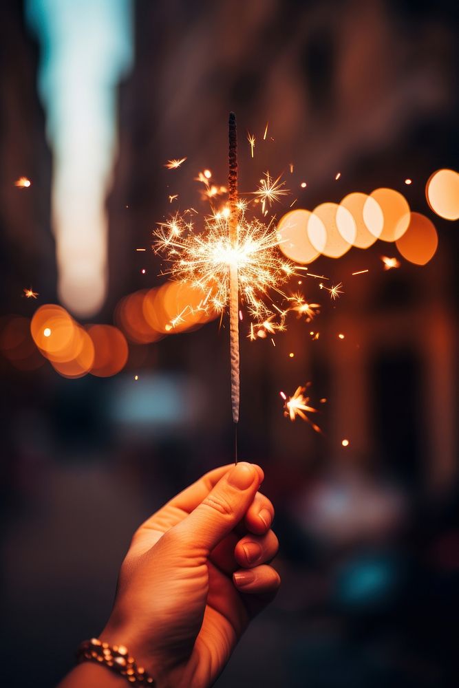 Holding sparkler hand fireworks sparks. AI generated Image by rawpixel.