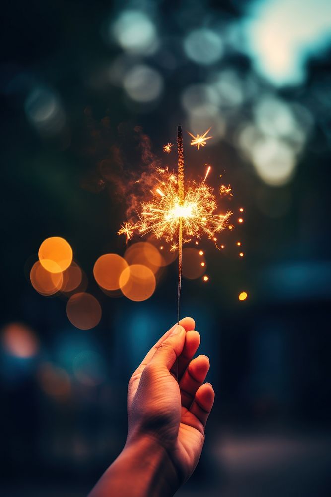 Holding sparkler hand fireworks outdoors. AI generated Image by rawpixel.