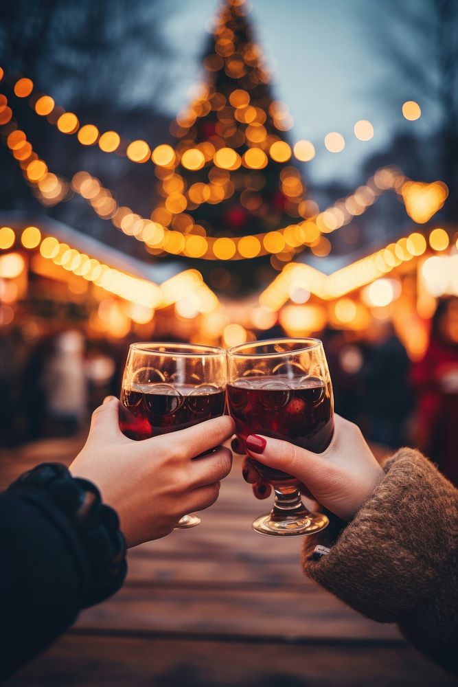 Mulled wine christmas outdoors holding. AI generated Image by rawpixel.