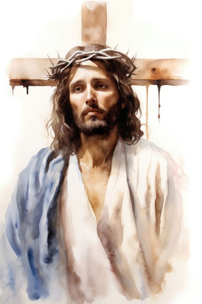 Jesus cross painting portrait. 