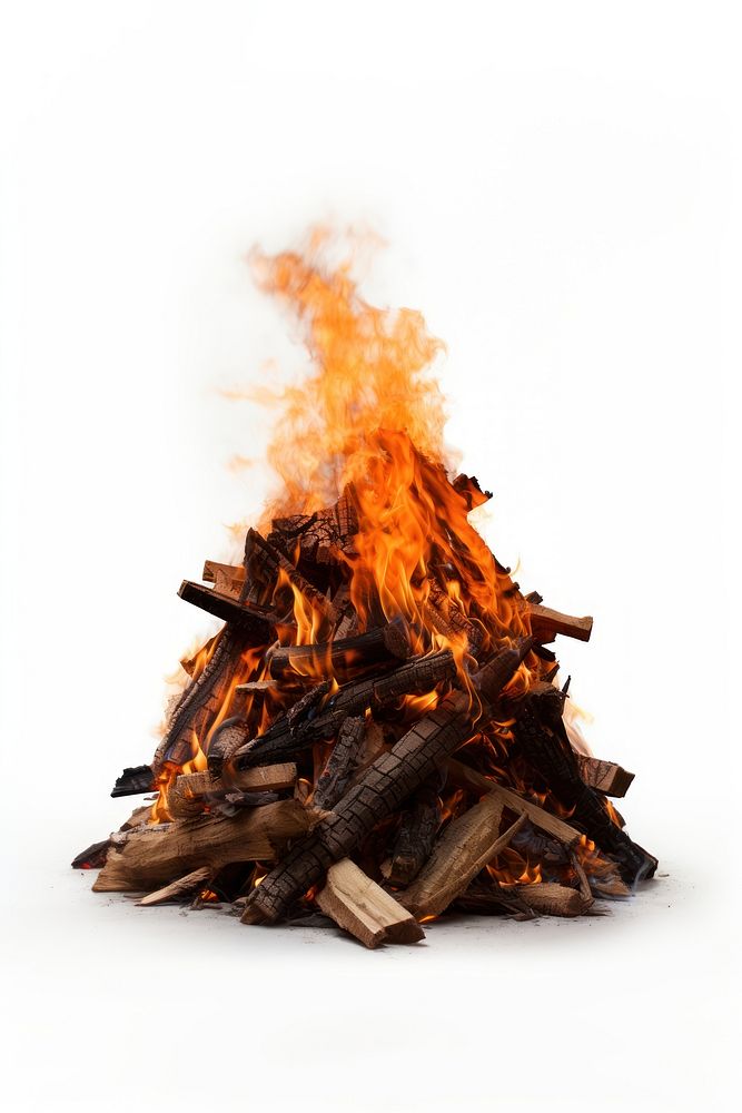 Bonfire wood white background fireplace. AI generated Image by rawpixel.