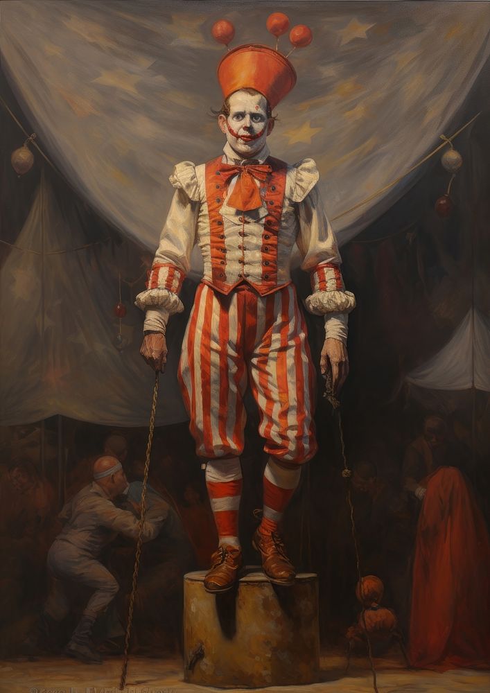 A circus freak show character painting clown adult. 