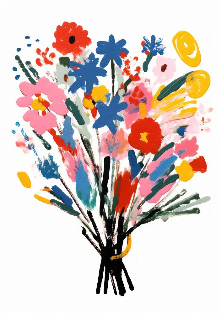Flower art painting cartoon. AI generated Image by rawpixel.