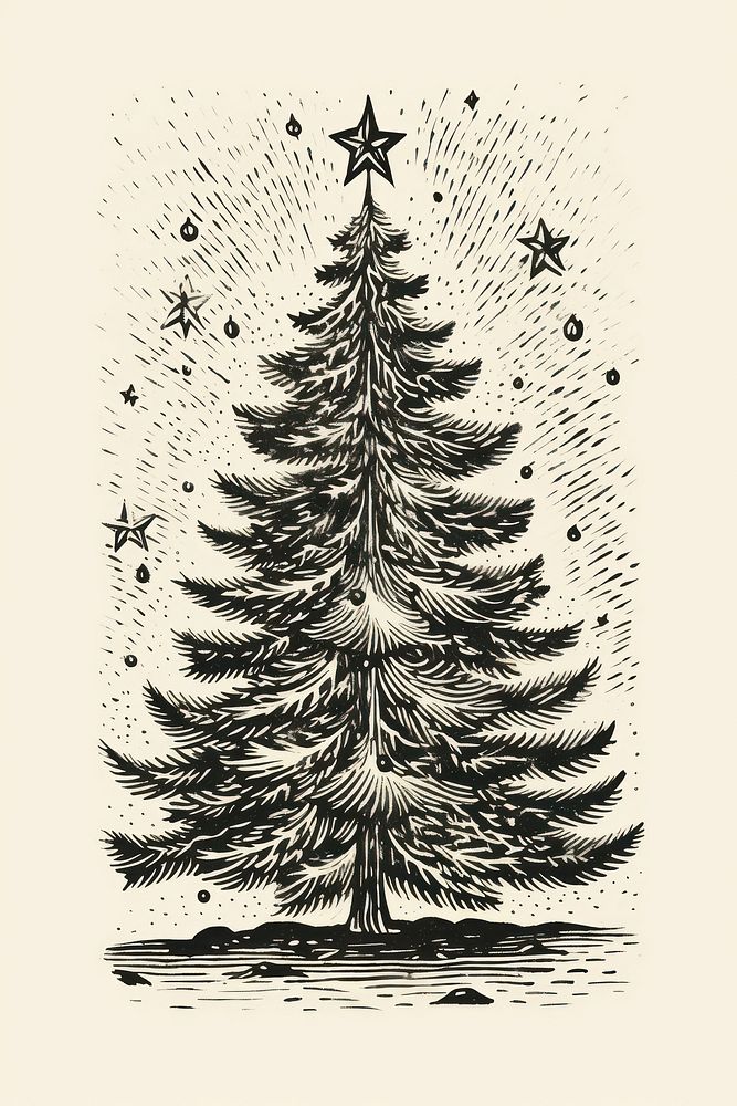 Christmas tree christmas outdoors drawing. AI generated Image by rawpixel.