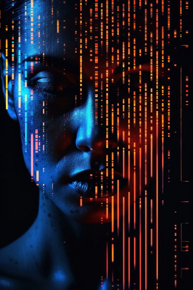 Ai human portrait face illuminated. AI generated Image by rawpixel.