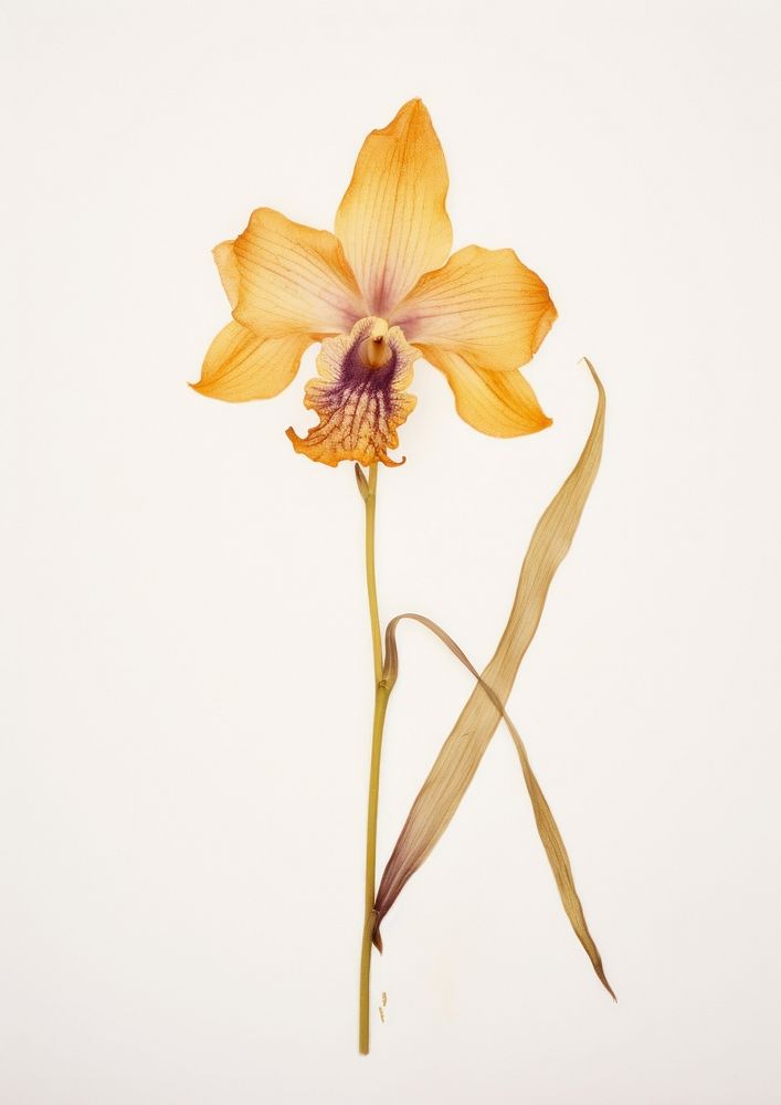 Real Pressed a single Dendrobium orchid flower petal plant inflorescence. AI generated Image by rawpixel.